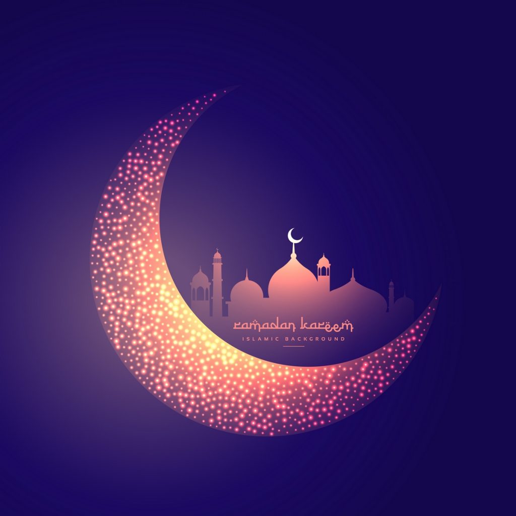 creative moon and glowing mosque design